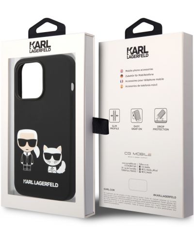 Калъф Karl Lagerfeld - Karl and Choupette, iPhone 14 Pro, черен - 5